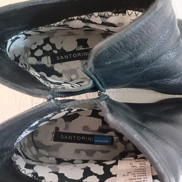 Santorini Black Leather Womens Ankle Boots Size 35 - Picture 5 of 9